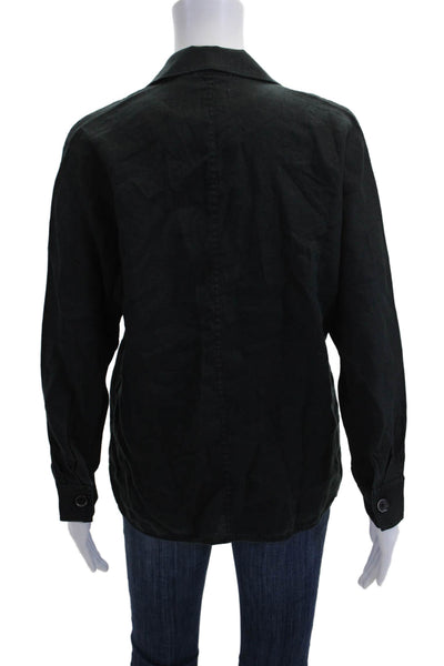 Wilfred Womens Black Organic Linen Collared Blazer Long Sleeve Button Size XS