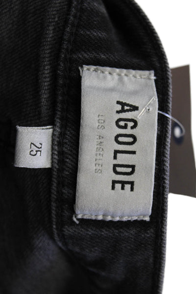 Agolde Women Ankle Cropped Skinny Jeans Dark Gray Button Mid Rise Size 25