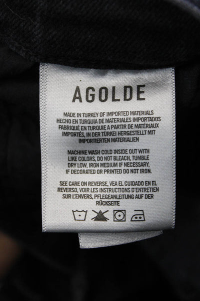Agolde Women Ankle Cropped Skinny Jeans Dark Gray Button Mid Rise Size 25