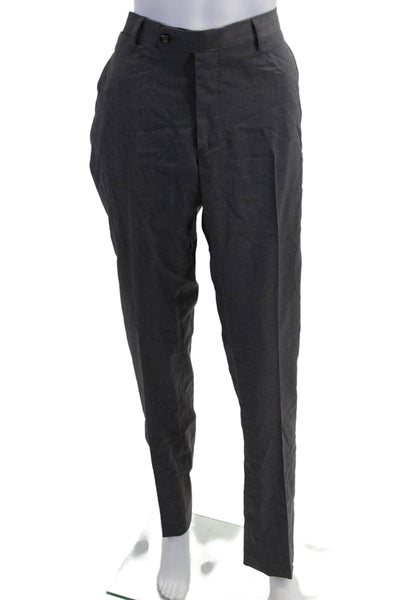 Vigano Mens Dress Pants Dark Gray 100% Wool Button Closure Size 54