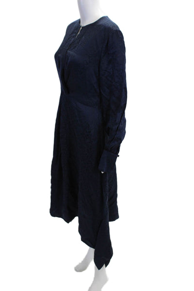 Jonathan Simkhai Women Dark Blue Animal Print Aline Longsleeve Dress Size 8