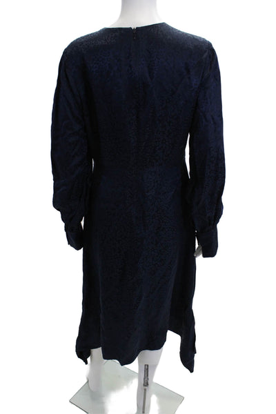 Jonathan Simkhai Women Dark Blue Animal Print Aline Longsleeve Dress Size 8