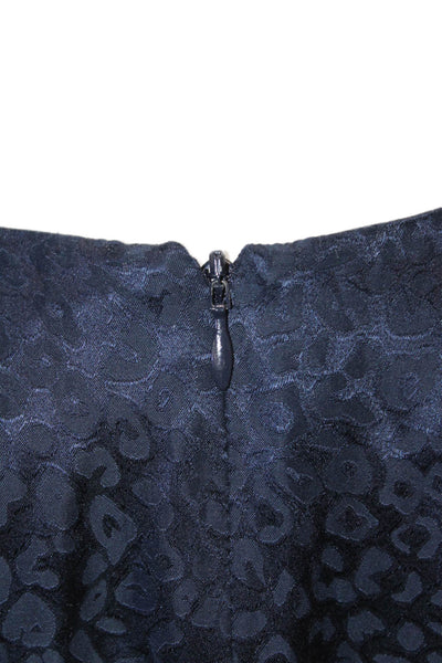 Jonathan Simkhai Women Dark Blue Animal Print Aline Longsleeve Dress Size 8