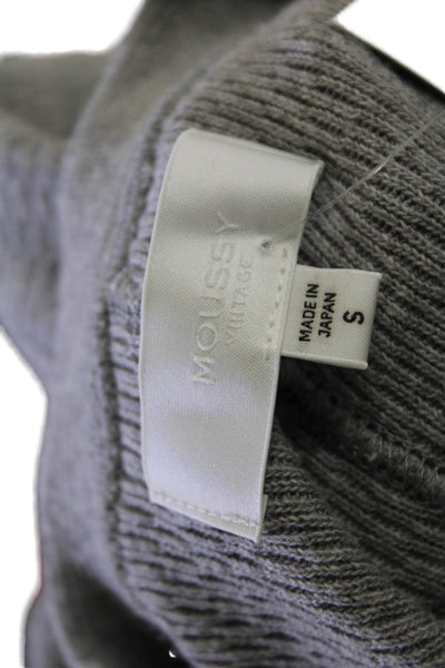 Moussy Women Henley Sweatshirt Gray 100% Cotton Mock Neck Long Sleeve Size S