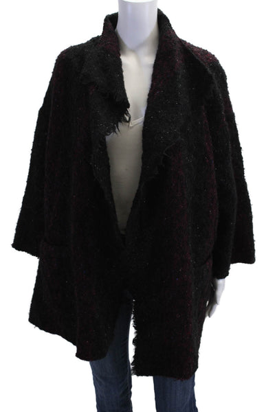 IRO Womens Collared Black Virgin Wool Blend Coatigan Designer Size 38