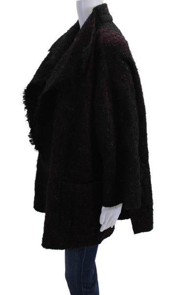 IRO Womens Collared Black Virgin Wool Blend Coatigan Designer Size 38