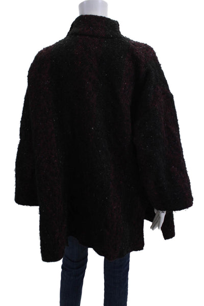 IRO Womens Collared Black Virgin Wool Blend Coatigan Designer Size 38