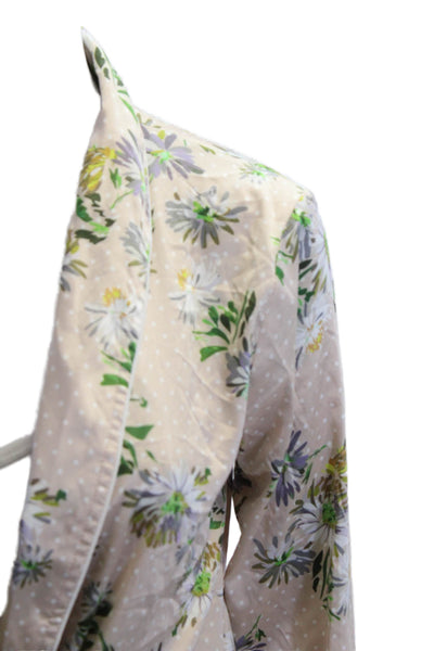 English Factory Women Beige Floral Polka Dot V-Neck Blazer Long Sleeve Size S