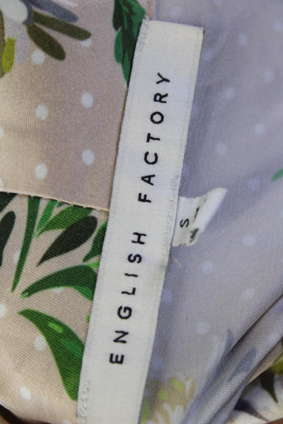 English Factory Women Beige Floral Polka Dot V-Neck Blazer Long Sleeve Size S