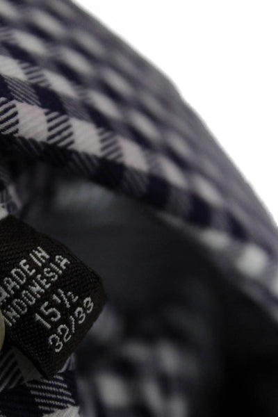 Michael Kors Mens Plaid Button Down Shirt Purple White Size 15.5 32/33