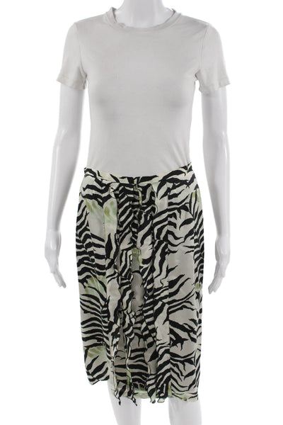 Max Mara Womens Pleated Animal Print Silk Blend Knee Length Skirt Size S