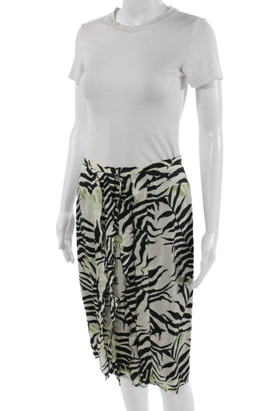 Max Mara Womens Pleated Animal Print Silk Blend Knee Length Skirt Size S