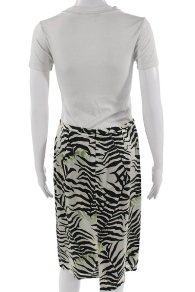 Max Mara Womens Pleated Animal Print Silk Blend Knee Length Skirt Size S