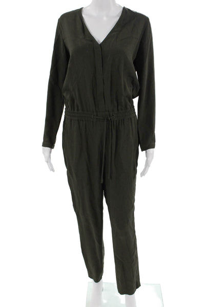 Massimo Dutti Womens Green V Neck Long Sleeve Jumpsuit Size 6