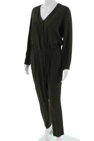 Massimo Dutti Womens Green V Neck Long Sleeve Jumpsuit Size 6