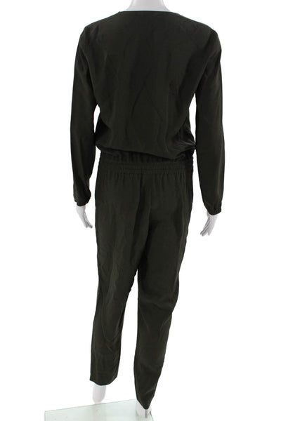 Massimo Dutti Womens Green V Neck Long Sleeve Jumpsuit Size 6