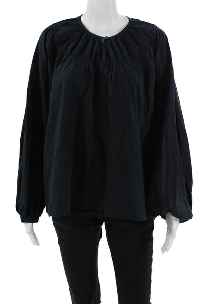 COS Womens Black Bohemian Tunic Blouse Long Sleeve Round Neck Size M
