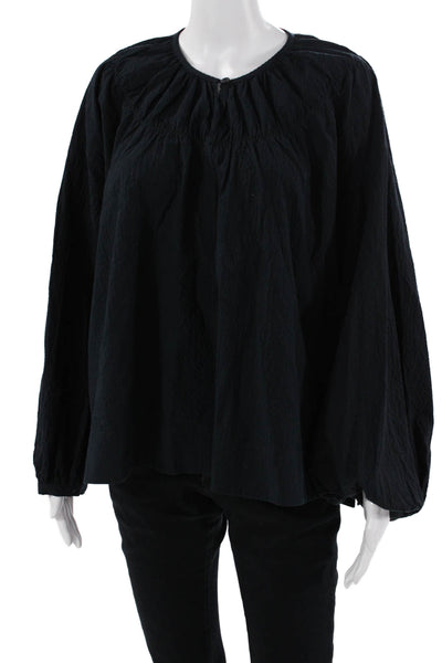 COS Womens Black Bohemian Tunic Blouse Long Sleeve Round Neck Size M