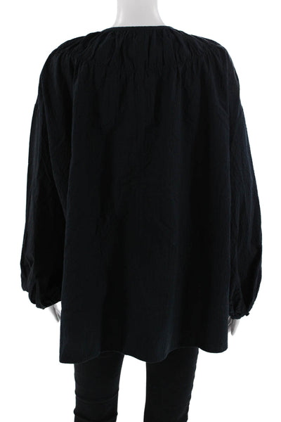 COS Womens Black Bohemian Tunic Blouse Long Sleeve Round Neck Size M