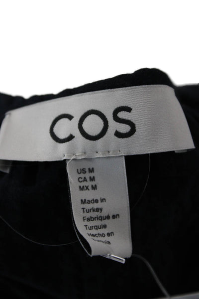 COS Womens Black Bohemian Tunic Blouse Long Sleeve Round Neck Size M