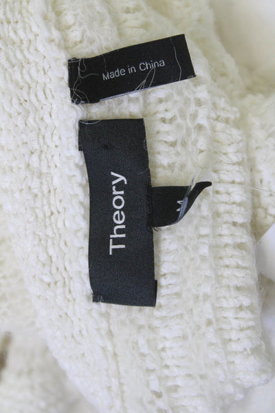 Theory Women White Striped Long Sleeve Pullover Sweater Alpaca Blend Size M
