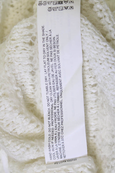 Theory Women White Striped Long Sleeve Pullover Sweater Alpaca Blend Size M