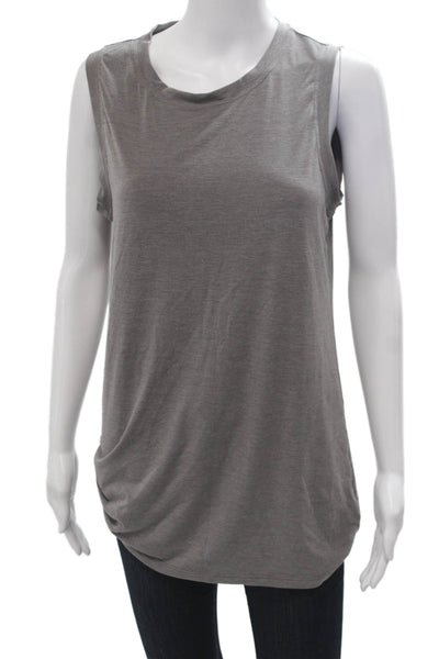 Athleta Women Gray Sleeveless Basic Tank Crew Neck Cotton Blend Size S
