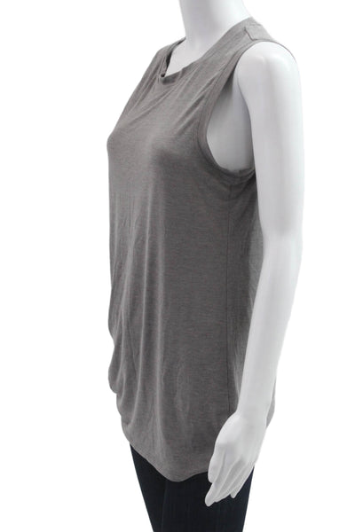Athleta Women Gray Sleeveless Basic Tank Crew Neck Cotton Blend Size S