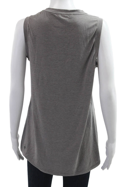 Athleta Women Gray Sleeveless Basic Tank Crew Neck Cotton Blend Size S