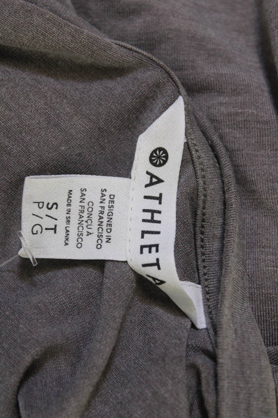 Athleta Women Gray Sleeveless Basic Tank Crew Neck Cotton Blend Size S
