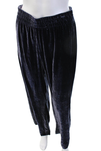 Warm Women Sweatpants Dark Blue Velvet Bohemian Fall Size S