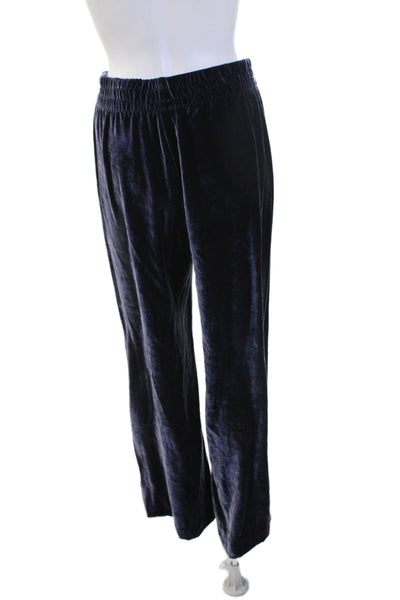 Warm Women Sweatpants Dark Blue Velvet Bohemian Fall Size S