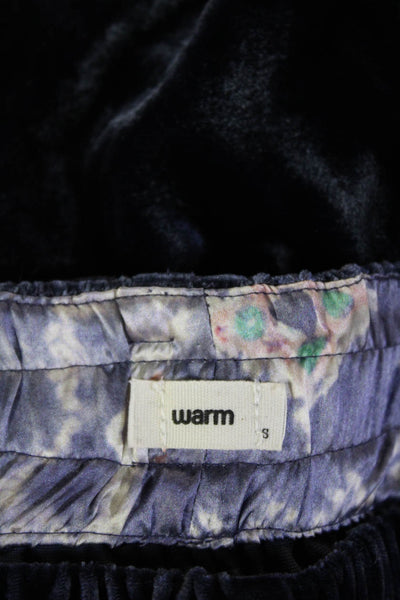 Warm Women Sweatpants Dark Blue Velvet Bohemian Fall Size S