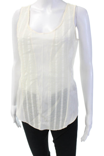 Rag & Bone Women Striped Beige Sleeveless Tank Round Neck Cotton Nylon Size 2