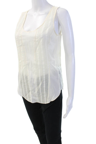 Rag & Bone Women Striped Beige Sleeveless Tank Round Neck Cotton Nylon Size 2