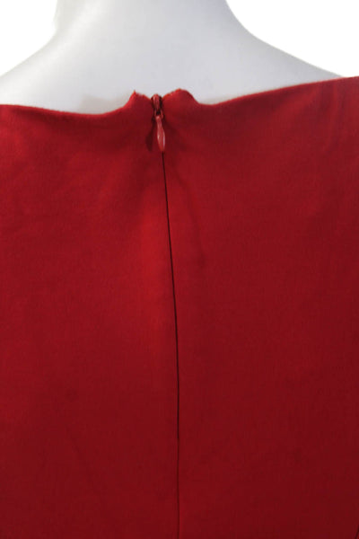 Pinko Women Cropped V Neck Red Short Sleeve Designer Cotton Blend Blouse Size 2