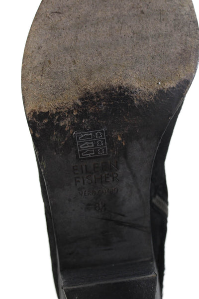 Eileen Fisher Womens Suede Zip Up Ankle Boots Black Size 8.5
