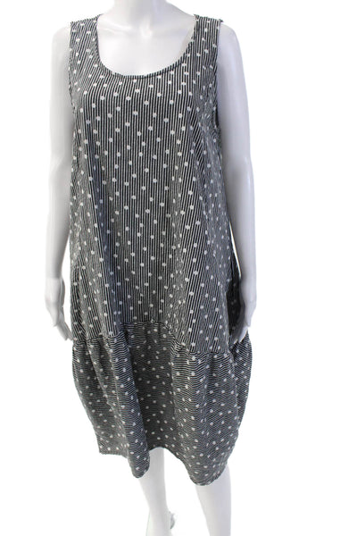 Tulip Women Tank Trapeze Swing Dress Black Polka Dot Boho Maxi Size S