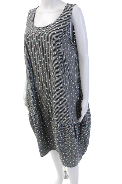Tulip Women Tank Trapeze Swing Dress Black Polka Dot Boho Maxi Size S