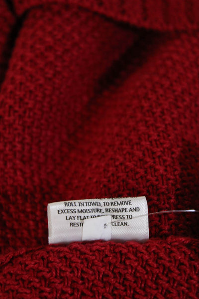 Eileen Fisher Women Red Hemp Cardigan 3/4 Sleeve Button Round Neck Size M