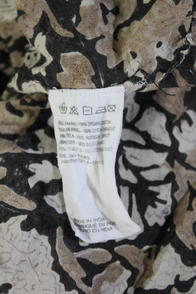 Cleobella Women Bohemian Floral Beige Buttonup Blouse Long Sleeve Cotton Size S