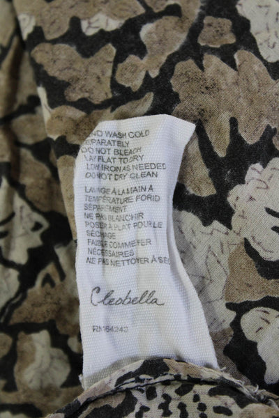 Cleobella Women Bohemian Floral Beige Buttonup Blouse Long Sleeve Cotton Size S