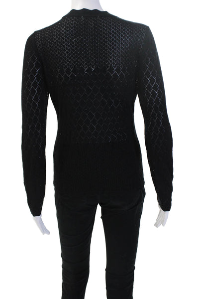 Allison Women Black Argyle Viscose Crew Neck Pullover Long Sleeve Size M