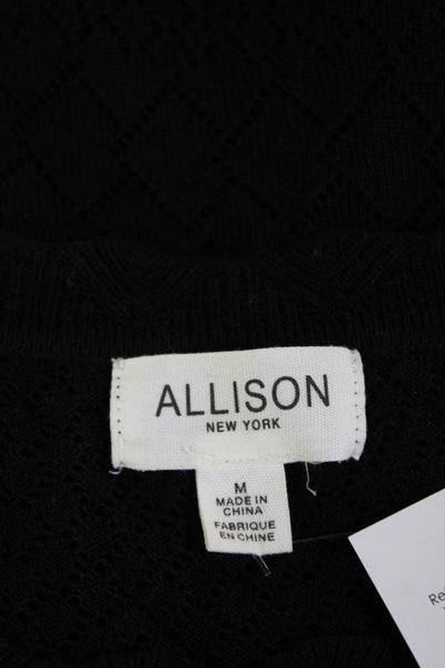 Allison Women Black Argyle Viscose Crew Neck Pullover Long Sleeve Size M