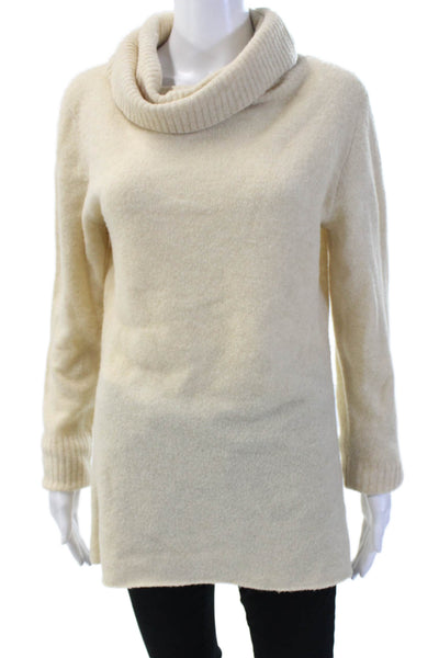 Theory Women Pullover Turtleneck Camelhair Sweater Beige Long Sleeve Size M