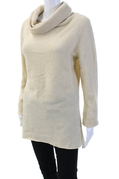 Theory Women Pullover Turtleneck Camelhair Sweater Beige Long Sleeve Size M