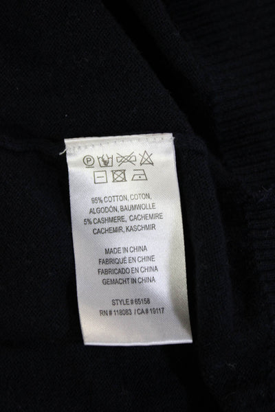 Minnie Rose Women Dark Blue Crew Neck Pullover Cotton Cashmere Size M