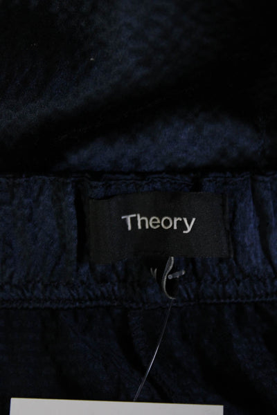 Theory Women Cropped Silk Dress Pants Dark Blue Designer Size M