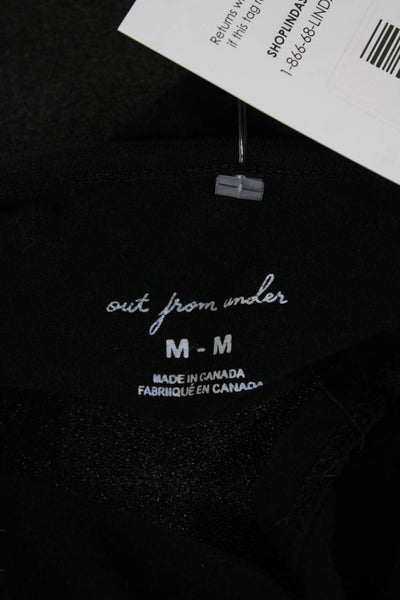 Out From Under Womens Black Cropped Camisole V Neck Button Front Size M