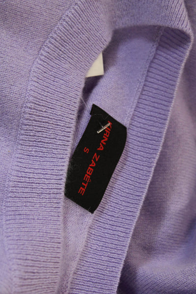 Kirna Zabete Unisex Purple Cashmere Crew Neck Pullover Sweater Size S